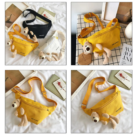 Kids Cartoon Bear Crossbody Waist Bag – Plush Chest Pack for Boys and Girls