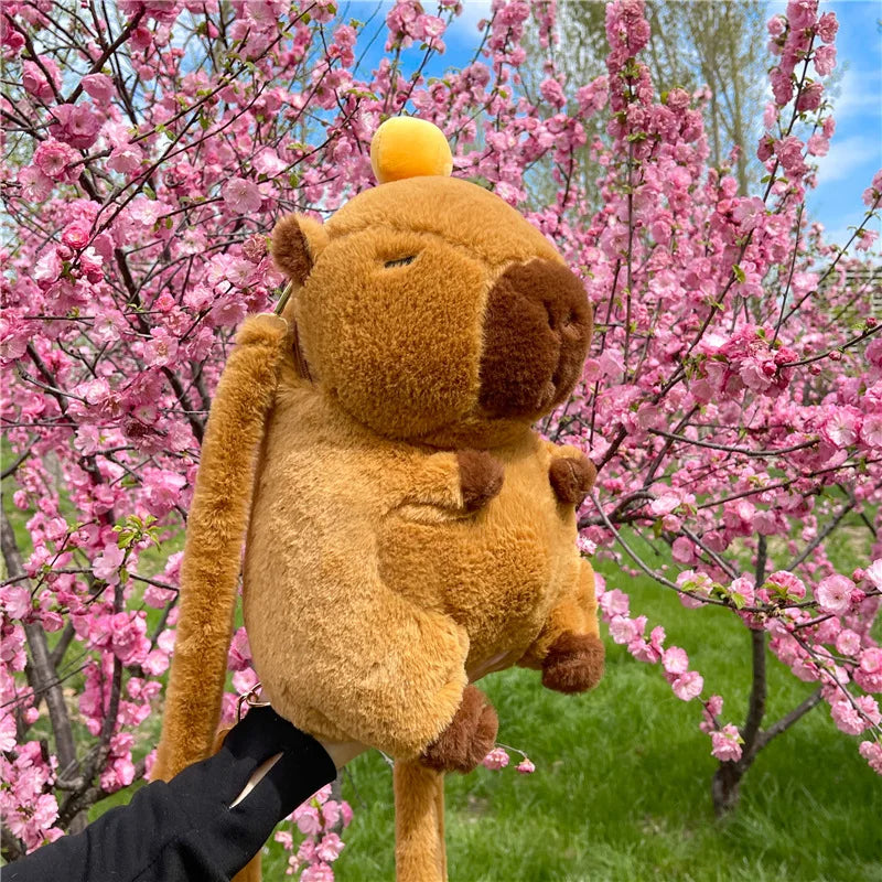 Adorable Capybara Plush Backpack - Soft and Comfortable Fur Straps! Teeny Pandas