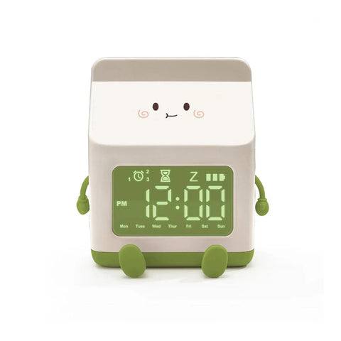 Multifunctional LED Milk Carton Alarm Clock - With Voice Control