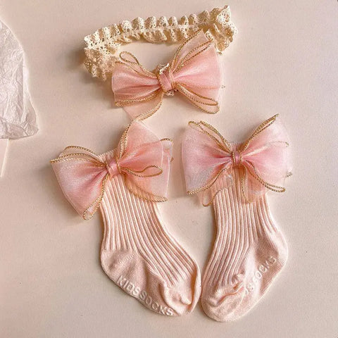 Baby Bow Headband & Socks Set – Soft and Cute Toddler Accessories