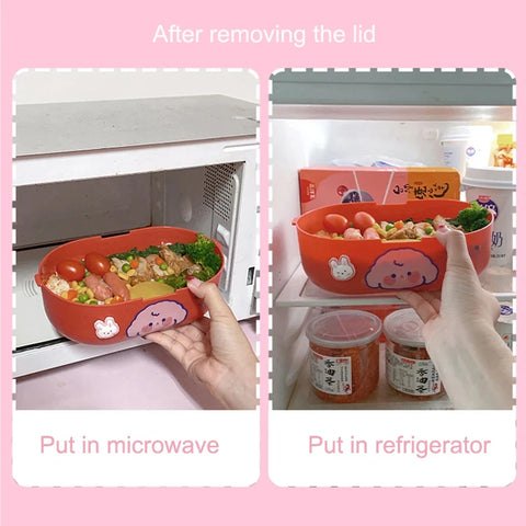 Cartoon Double-Layer Kids Lunch Box – Leakproof, Durable & Perfectly Portable! Teeny Pandas