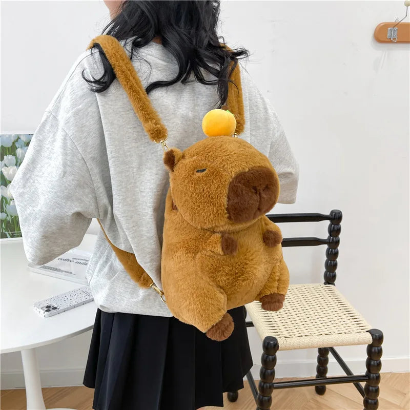 Adorable Capybara Plush Backpack - Soft and Comfortable Fur Straps! Teeny Pandas