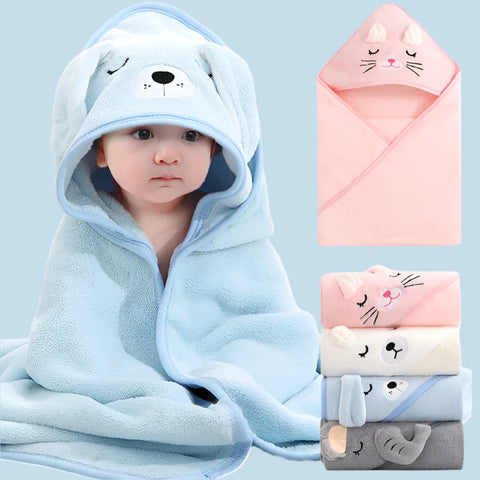 Cartoon Animal Baby Bath Towels - Warm Sleeping Swaddle Wrap