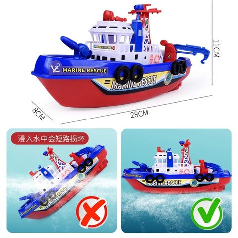 Marine Fireboat Bath Toy With Water Spray & LED Lights
