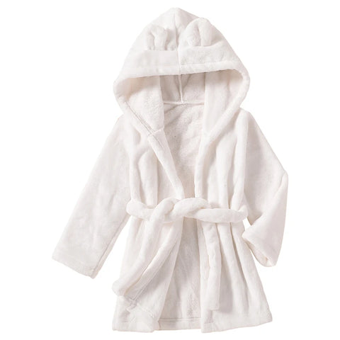 Winter Kids Hooded Flannel Bathrobe – Plush Pajamas for Boys & Girls