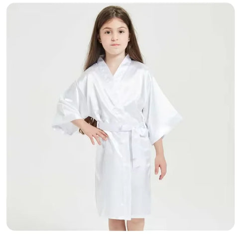 Girl Satin Silk Toddler & Teen Pink Robes – Summer Sleepwear & Kimono Bath Towel