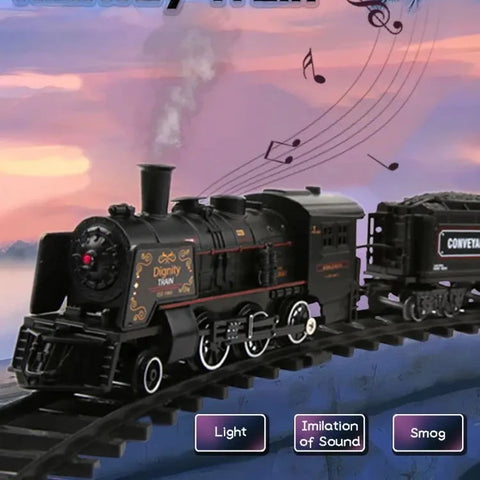 Alloy Railway Train Set with Sound, Light & Smoke – Realistic Metal Locomotive for Kids