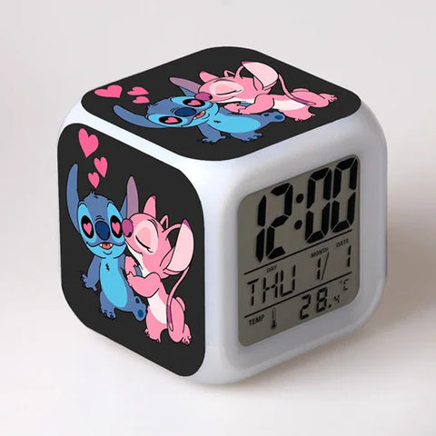 Stitch LED Color Alarm Clock - Lilo & Stitch Cartoon Figure Toy for Kids