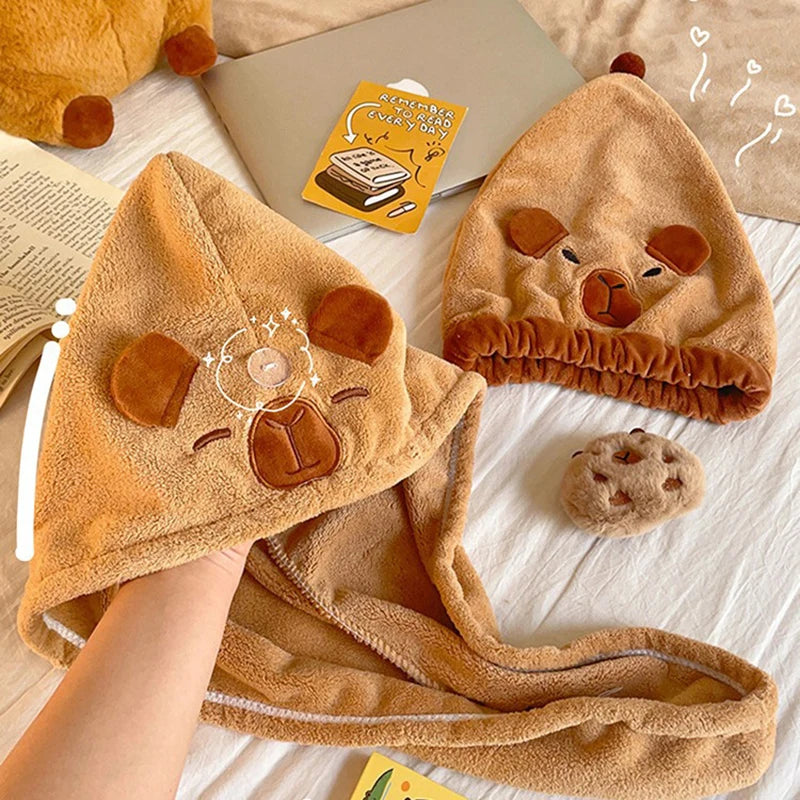 Capybara Hair Towel Hat- Quick-Drying and Easy to Use! Teeny Pandas