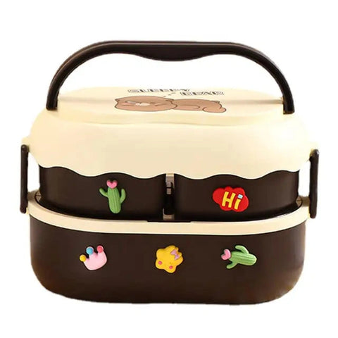 Cartoon Double-Layer Kids Lunch Box – Leakproof, Durable & Perfectly Portable! Teeny Pandas