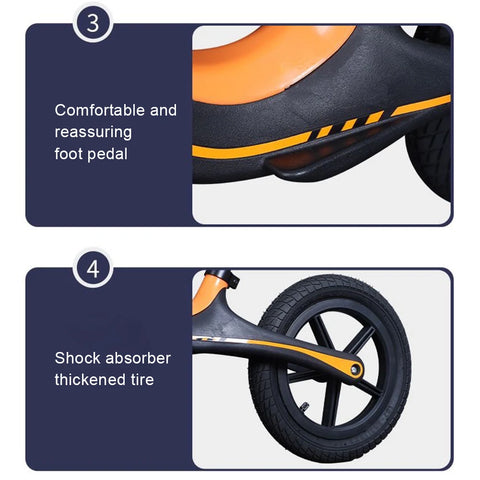 12-Inch No Pedal Balance Bike for Toddlers – Adjustable Seat Push Bicycle
