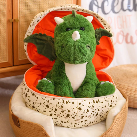 2-in-1 Green Dinosaur Plushies in a Dragon Egg