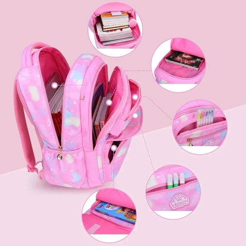 Pink Gradient School Backpack for Girls