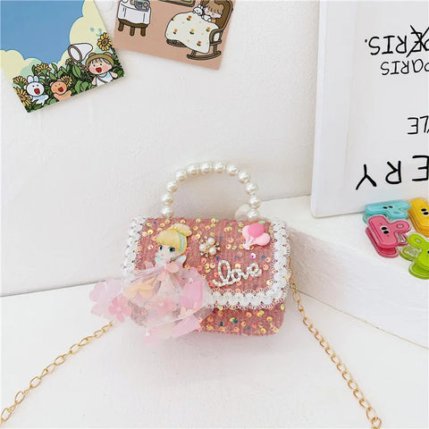 Pearl Handle Mini Sequin Handbag