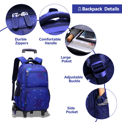 Kids School Bag Set with Wheels