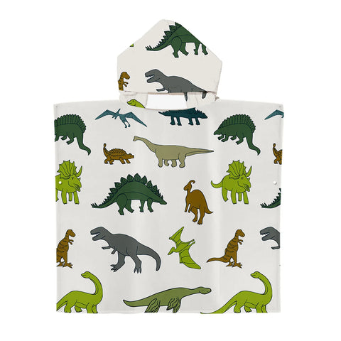 Cartoon Dinosaur Beach Bath Towel – Microfiber Quick Dry Hooded Poncho for Kids & Adults