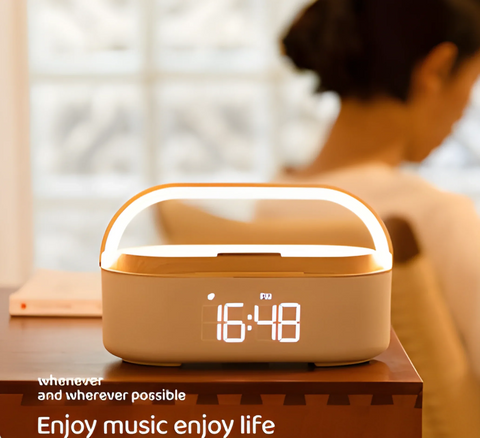 LED Digital Clock with Wireless Charger & Bluetooth Speakers