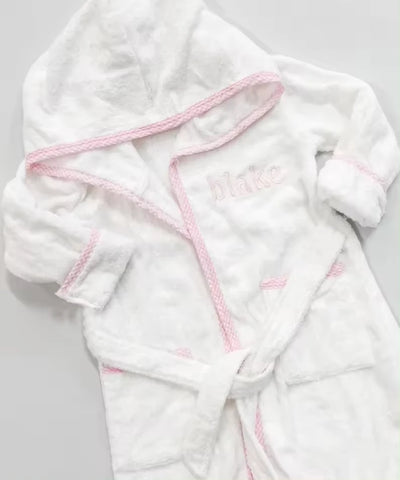 White Terry Hoodie Bathrobe – Unisex Kids Cotton Dressing Gown