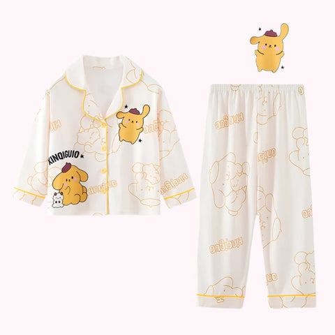 Kids Pajama Set – Soft Casual Lapel Cartoon Sleepwear for Autumn and Winter