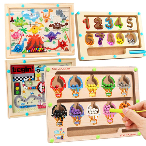 Wooden Magnetic Bead Maze Toy | Montessori Play