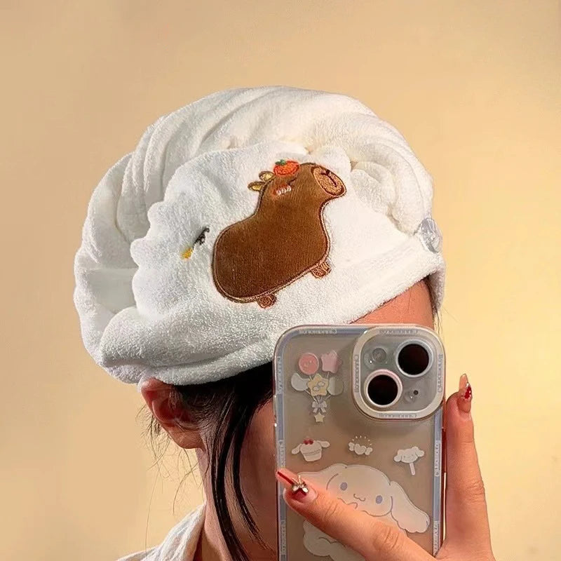 Capybara Hair Towel Hat- Quick-Drying and Easy to Use! Teeny Pandas