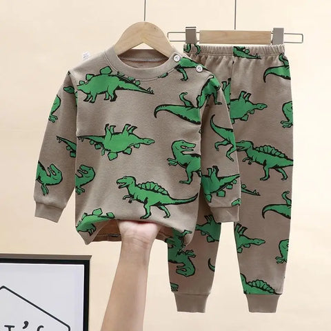 Cartoon Printed Boys Pajama Set – Long Sleeve Two-Piece Pajamas