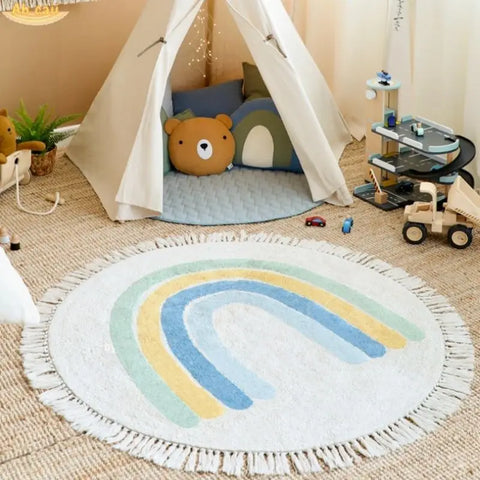 Round Tassel Kids Rug – Soft, Cozy & Stylish for Playful Spaces Teeny Pandas