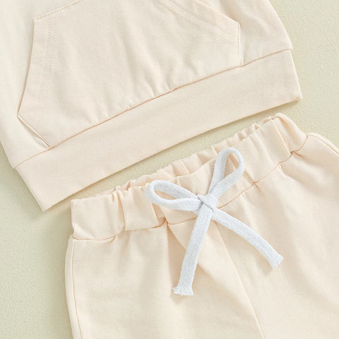 2-Piece Outfit Set for Boys – Solid Color Pocket T-Shirt & Elastic Shorts for Summer
