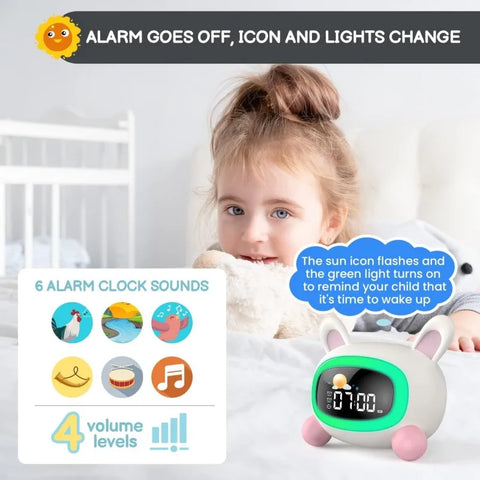 Kids Alarm Clock - With Sleep Training and Sound Machine
