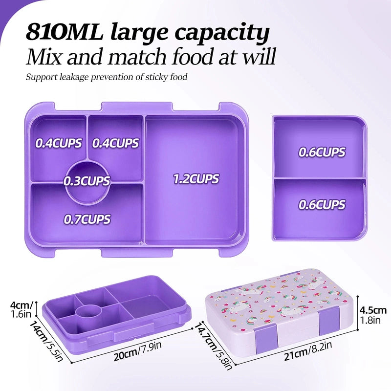Kids 6 Compartment Bento Lunch Box – Durable, Fun, and Perfect for Balanced Meals! Teeny Pandas