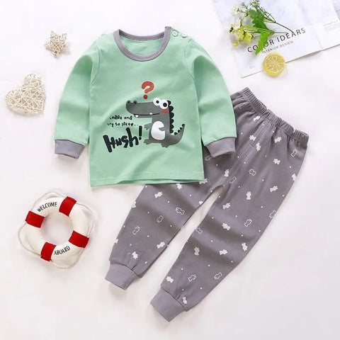 Cotton Pajama Set for Kids – Autumn Long Sleeve Tops + Pants Set