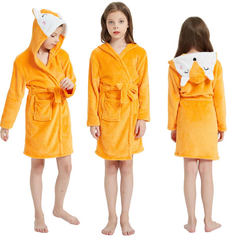 Kids Flannel Bathrobe for Girls – Cute Unicorn & Animal Themed Robe