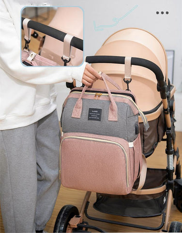 Nappy Bag Backpack with Changing Pad, Mosquito Net & USB Charging Port