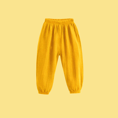 Summer Kids Cotton Linen Pleated Pants – Stylish & Comfortable Harem Trousers