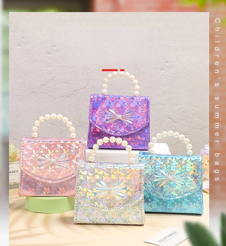 Sparkling Sequin Princess Handbag with Pearl Handle