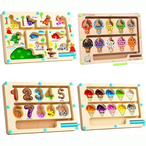 Wooden Magnetic Bead Maze Toy | Montessori Play