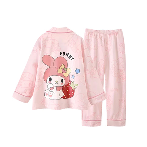 Cute Cinnamoroll & Melody Children Pajama Set – Soft, Warm, and Comfortable Nightwear
