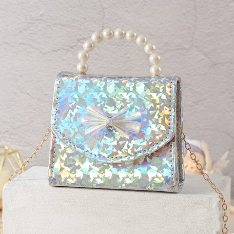 Sparkling Sequin Princess Handbag with Pearl Handle