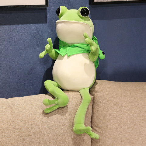 Kawaii Cloak Frog Plush Toy – Soft Stuffed Animal Hug Pillow