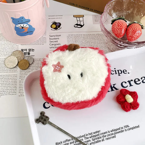 Kawaii Apple Plush Coin Wallet – Cute Mini Storage Bag for Girls