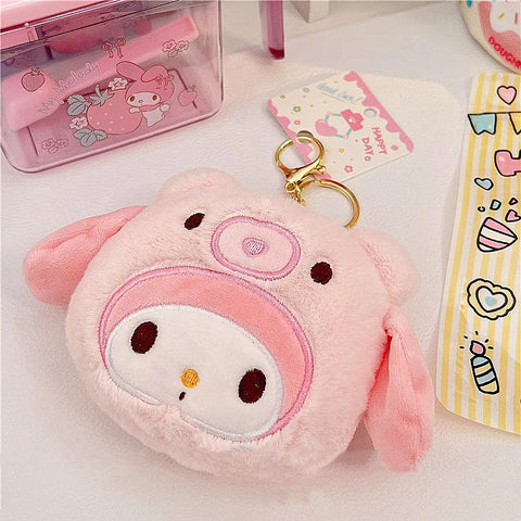 Cartoon Plush Keychain Wallet