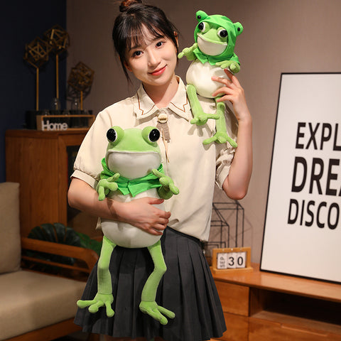 Kawaii Cloak Frog Plush Toy – Soft Stuffed Animal Hug Pillow