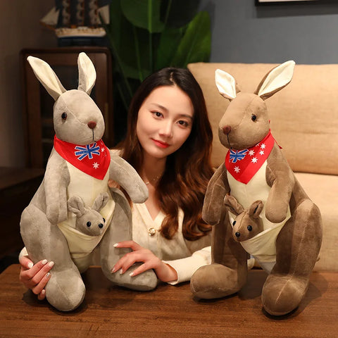 Cute Mother & Child Kangaroo Plush Toy -  Kawaii Big Size Kangaroo Plushie Pillow
