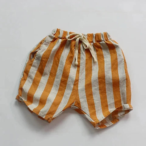 Summer Baby Girls & Boys Striped Shorts - Casual Kids Cotton Linen Pants