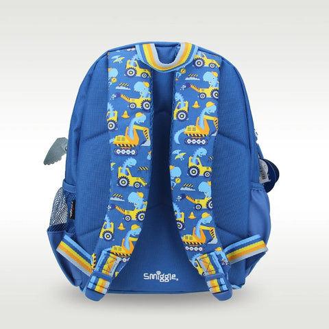 Cool Children's Schoolbag for Boys – Blue Construction Car Backpack for 4-7 Years
