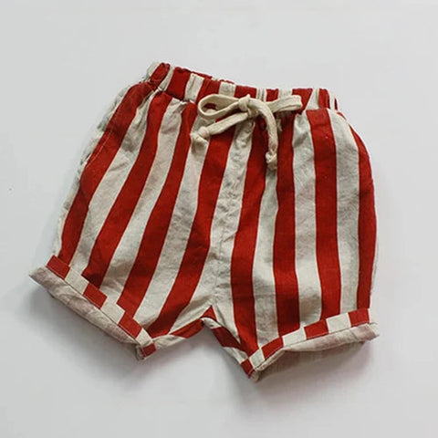 Summer Baby Girls & Boys Striped Shorts - Casual Kids Cotton Linen Pants