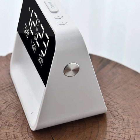 Bedroom Bedside Lamp Clock with Wireless Charging & Snooze Function