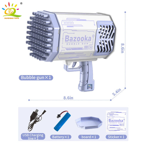 Bazooka Bubble Gun – 69-Hole Rocket Bubble Machine with Lights for Kids