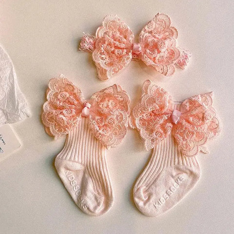 Baby Bow Headband & Socks Set – Soft and Cute Toddler Accessories