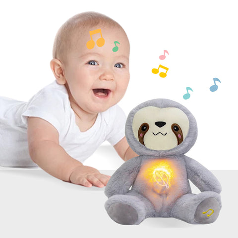 Cute Breathing Sloth Plushie – Baby Soothing Sloth Doll with Sound & Light